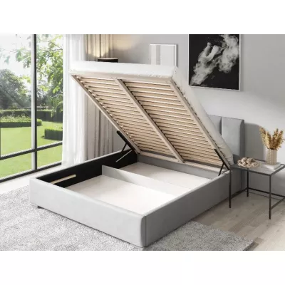 Elegantná čalúnená posteľ 200x200 MADALENA 2 s úložným priestorom - khaki