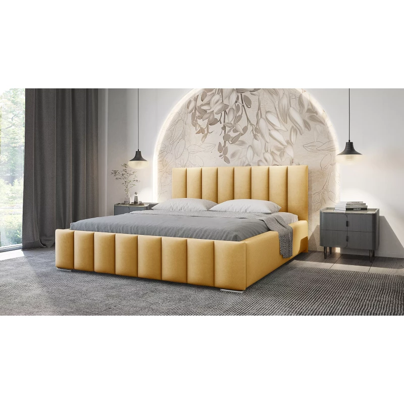 Elegantná čalúnená posteľ 160x200 MADALENA - žltá