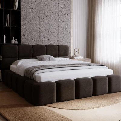 Čalúnená posteľ 180x200 ALZIRA 2 s úložným priestorom - tmavo hnedá
