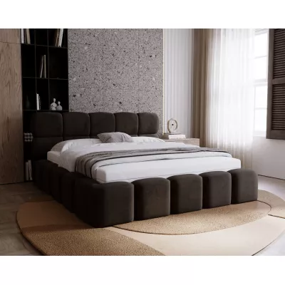 Čalúnená posteľ 180x200 ALZIRA 2 s úložným priestorom - tmavo hnedá