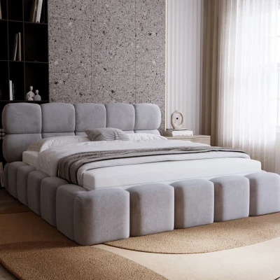 Čalúnená posteľ 140x200 ALZIRA 2 s úložným priestorom - šedá