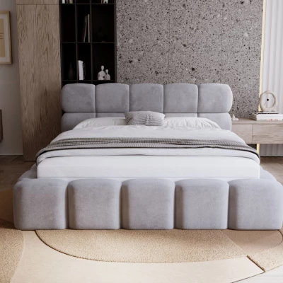 Čalúnená posteľ 140x200 ALZIRA 2 s úložným priestorom - šedá