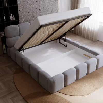 Čalúnená posteľ 140x200 ALZIRA 2 s úložným priestorom - šedá