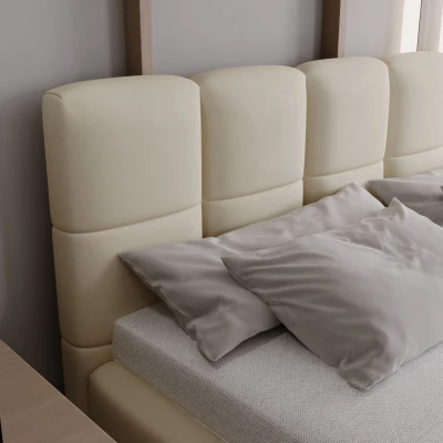 Čalúnená posteľ 180x200 ARMINDA 2 s úložným priestorom - vanilková