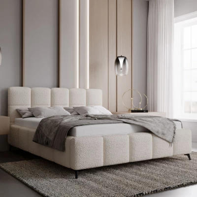 Čalúnená posteľ 140x200 ARMINDA 2 s úložným priestorom - krémovo biela