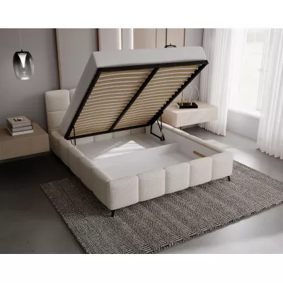 Čalúnená posteľ 180x200 ARMINDA 2 s úložným priestorom - krémovo biela