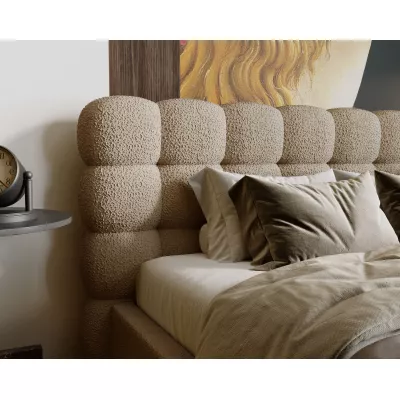 Pohodlná čalúnená posteľ 140x200 VANIA 2 s úložným priestorom - béžová