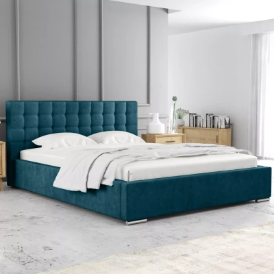 Jednolôžková posteľ 120x200 LAURINDA 2 s úložným priestorom - petrolejová