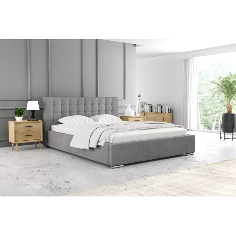 Jednolôžková posteľ 120x200 LAURINDA 2 s úložným priestorom - svetlo šedá