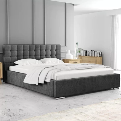 Jednolôžková posteľ 120x200 LAURINDA 2 s úložným priestorom - tmavo šedá