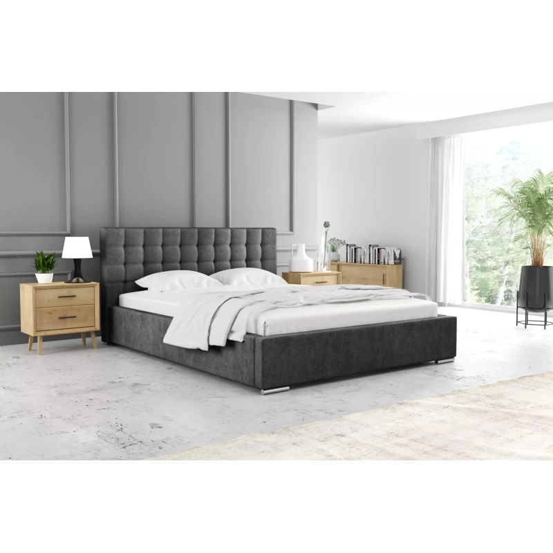 Jednolôžková posteľ 120x200 LAURINDA 2 s úložným priestorom - tmavo šedá