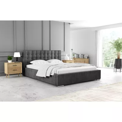 Jednolôžková posteľ 120x200 LAURINDA 2 s úložným priestorom - tmavo šedá