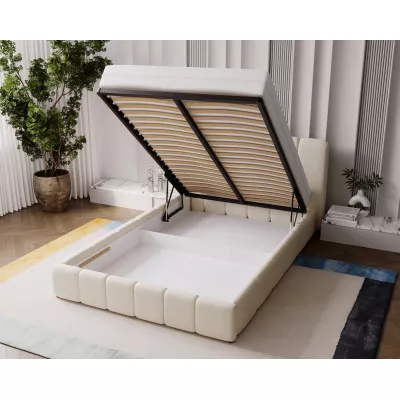 Čalúnená posteľ 140x200 FATUMATA 2 s úložným priestorom - svetlo šedá