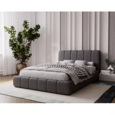 Čalúnená posteľ 140x200 FATUMATA 2 s úložným priestorom - tmavo šedá