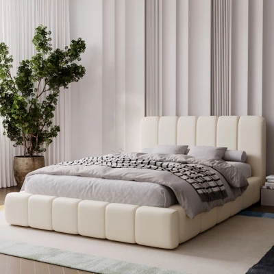 Čalúnená posteľ 160x200 FATUMATA - krémová