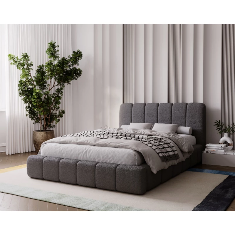 Čalúnená posteľ 140x200 FATUMATA - tmavo šedá