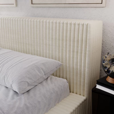 Jednolôžková čalúnená posteľ 120x200 SIDONIA 2 s úložným priestorom - krémová