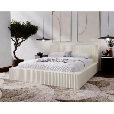 Jednolôžková čalúnená posteľ 120x200 SIDONIA 2 s úložným priestorom - krémová