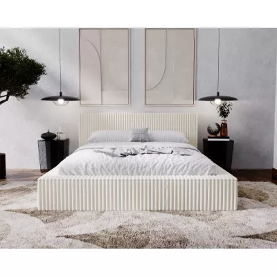 Manželská čalúnená posteľ 140x200 SIDONIA 2 s úložným priestorom - krémová