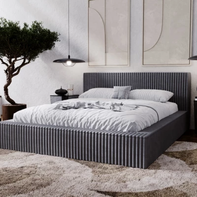 Manželská čalúnená posteľ 200x200 SIDONIA - tmavo šedá