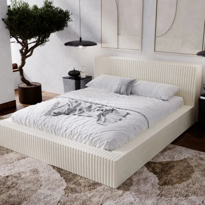 Manželská čalúnená posteľ 160x200 SIDONIA - krémová