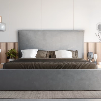 Jednolôžková posteľ 120x200 LUDMILA SLIM 2 s úložným priestorom - šedá