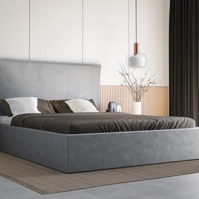 Jednolôžková posteľ 120x200 LUDMILA SLIM 2 s úložným priestorom - šedá