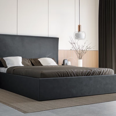 Jednolôžková posteľ 120x200 LUDMILA SLIM 2 s úložným priestorom - tmavo šedá