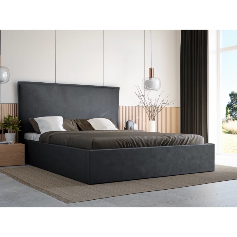 Jednolôžková posteľ 120x200 LUDMILA SLIM 2 s úložným priestorom - tmavo šedá