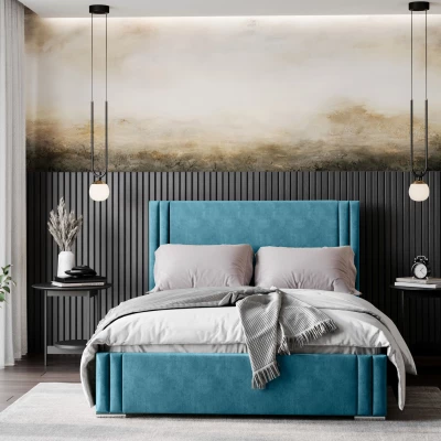 Dizajnová jednolôžková posteľ 120x200 EMILY 2 - modrá