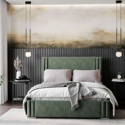 Dizajnová manželská posteľ 180x200 EMILY 2 - khaki