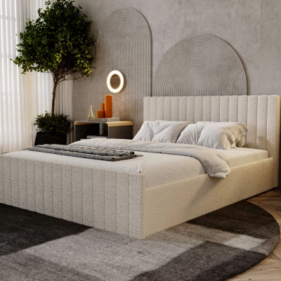 Manželská posteľ 160x200 TEREZIE SLIM 1 s úložným priestorom - krémová