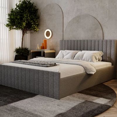 Manželská posteľ 140x200 TEREZIE SLIM 2 s úložným priestorom - tmavo šedá