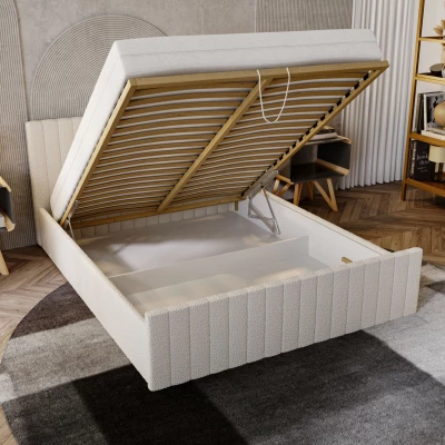 Manželská posteľ 180x200 TEREZIE SLIM 2 s úložným priestorom - krémová