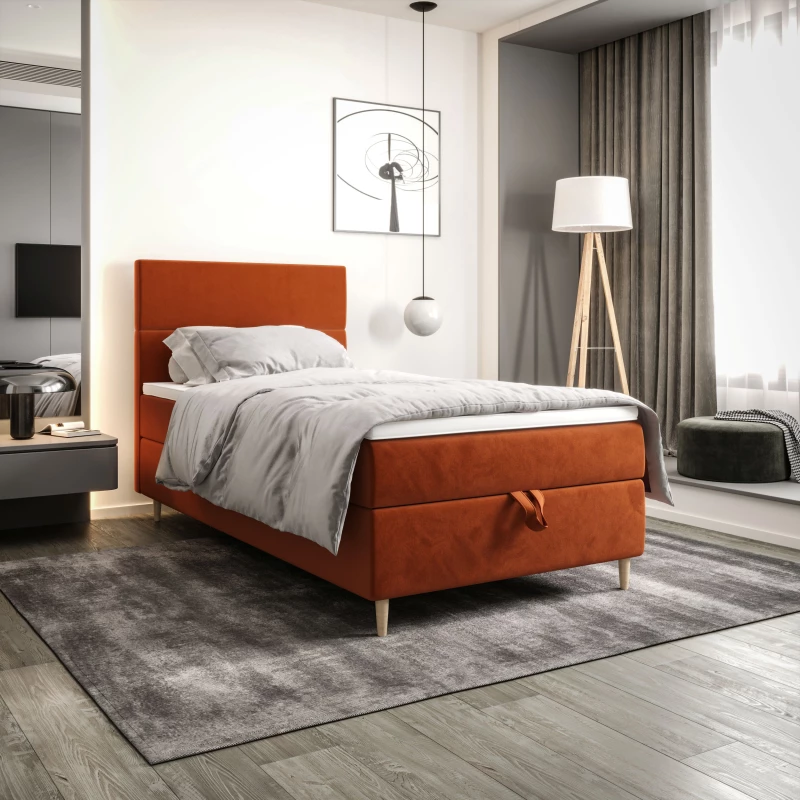 Kontinentálna jednolôžková posteľ 90x200 ANGELES COMFORT 1 - oranžová