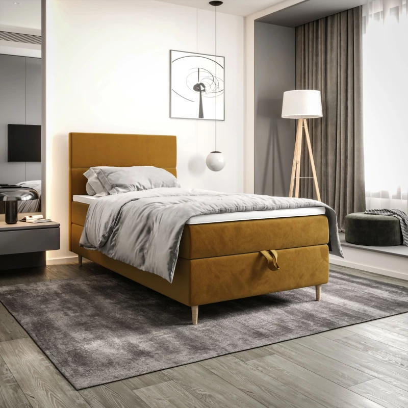 Kontinentálna jednolôžková posteľ 90x200 ANGELES COMFORT 1 - horčicová