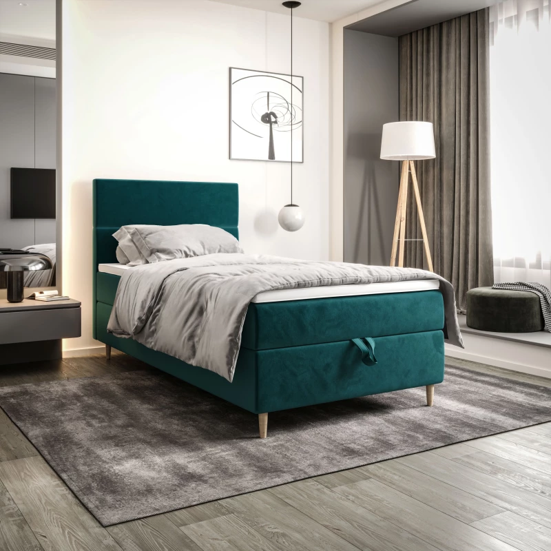 Kontinentálna jednolôžková posteľ 90x200 ANGELES COMFORT 1 - petrolejová
