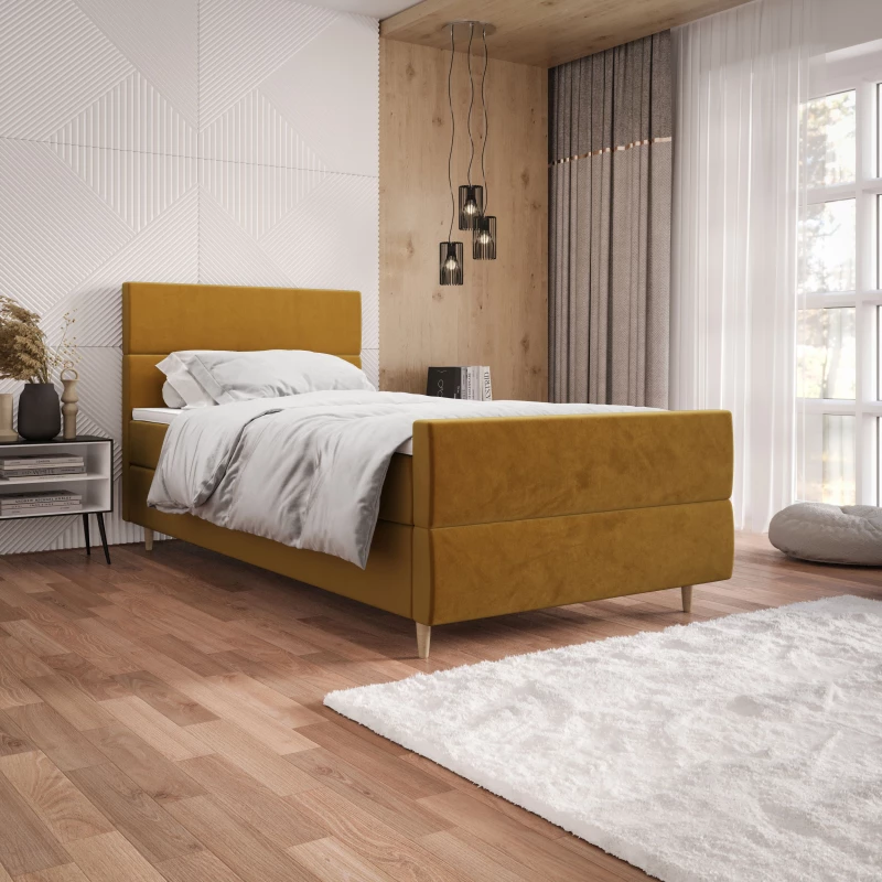 Kontinentálna jednolôžková posteľ 100x200 ANGELES PLUS 1 - horčicová