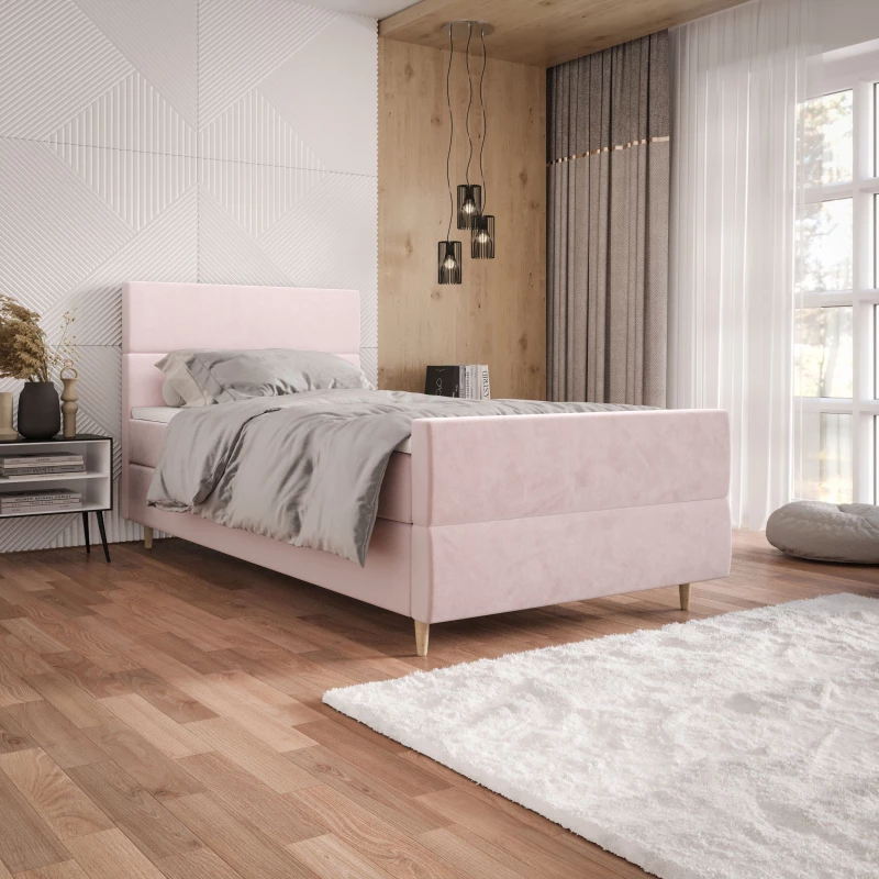 Kontinentálna jednolôžková posteľ 90x200 ANGELES PLUS COMFORT 1 - svetlo ružová