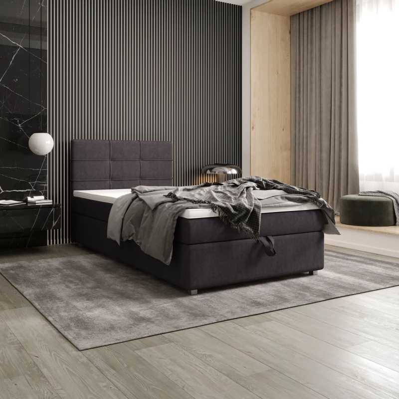 Jednolôžková posteľ 90x200 STIG COMFORT 7 s úložným priestorom - tmavo šedá