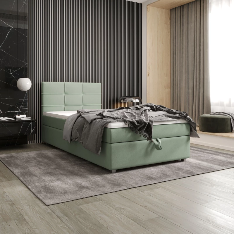 Jednolôžková posteľ 90x200 STIG COMFORT 7 s úložným priestorom - mätová