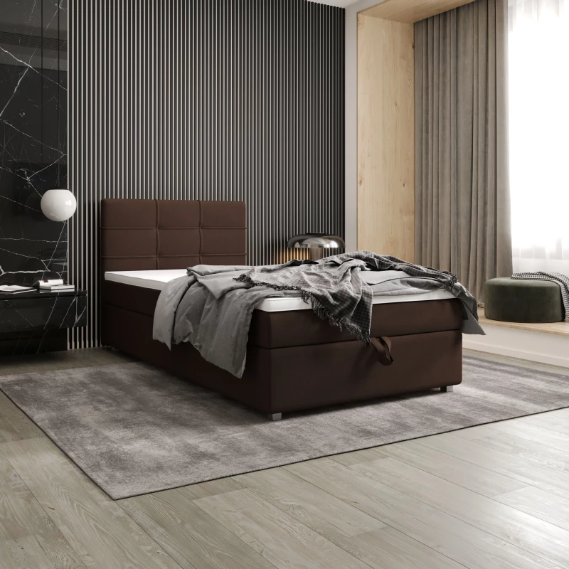 Jednolôžková posteľ 100x200 STIG COMFORT 7 s úložným priestorom - hnedá