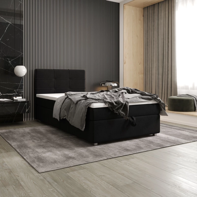 Jednolôžková posteľ 100x200 STIG COMFORT 7 s úložným priestorom - čierna
