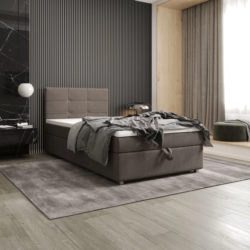 Jednolôžková posteľ 100x200 STIG COMFORT 7 s úložným priestorom - svetlo hnedá