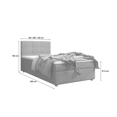 Jednolôžková posteľ 120x200 STIG COMFORT 7 s úložným priestorom - šedá