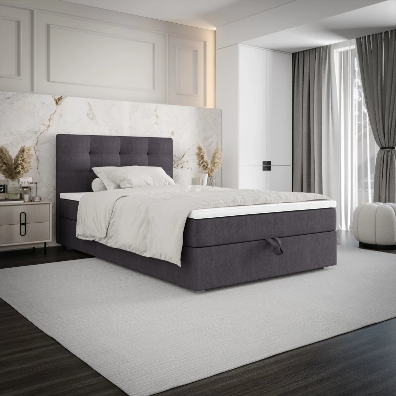 Jednolôžková posteľ 100x200 STIG COMFORT 8 s úložným priestorom - tmavo šedá