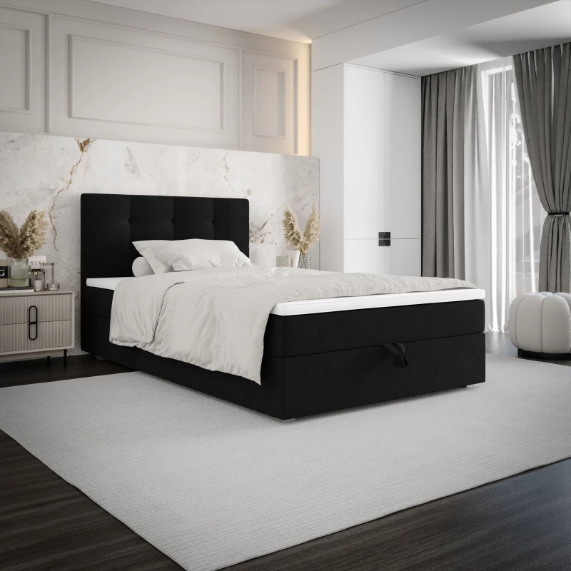 Jednolôžková posteľ 120x200 STIG COMFORT 8 s úložným priestorom - čierna