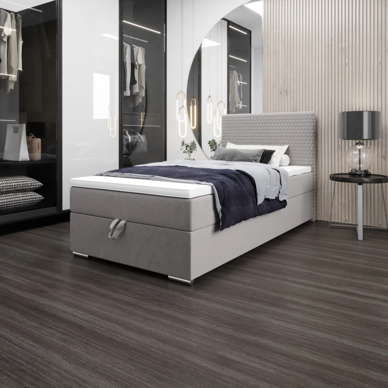 Jednolôžková čalúnená posteľ 90x200 HENIO COMFORT 1 - svetlo šedá