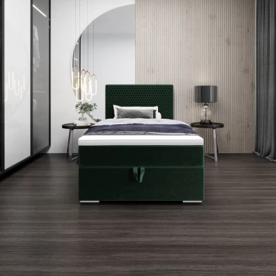 Jednolôžková čalúnená posteľ 90x200 HENIO COMFORT 1 - fľaškovo zelená