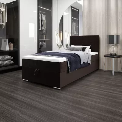 Jednolôžková čalúnená posteľ 90x200 HENIO COMFORT 1 - tmavo hnedá